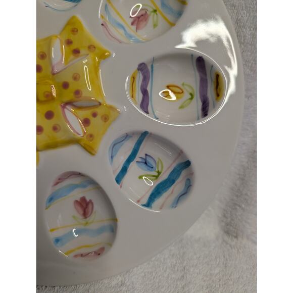 World Bazaar's Inc. Dining Serveware, Easter Pastel Tulips Deviled Eggs Platter - Picture 7 of 9
